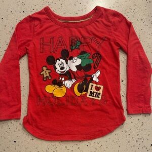 Disney Kids Red Mickey and Minnie Holiday Tee‎